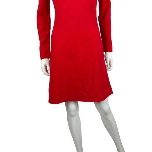 Vintage 70s Red Mini Dress Womens Small Mod Wool Blend Long Sleeve Empire Bust - Picture 6 of 12